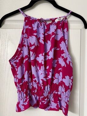 Vestique Bright Pink and Lilac Floral Halter Tank